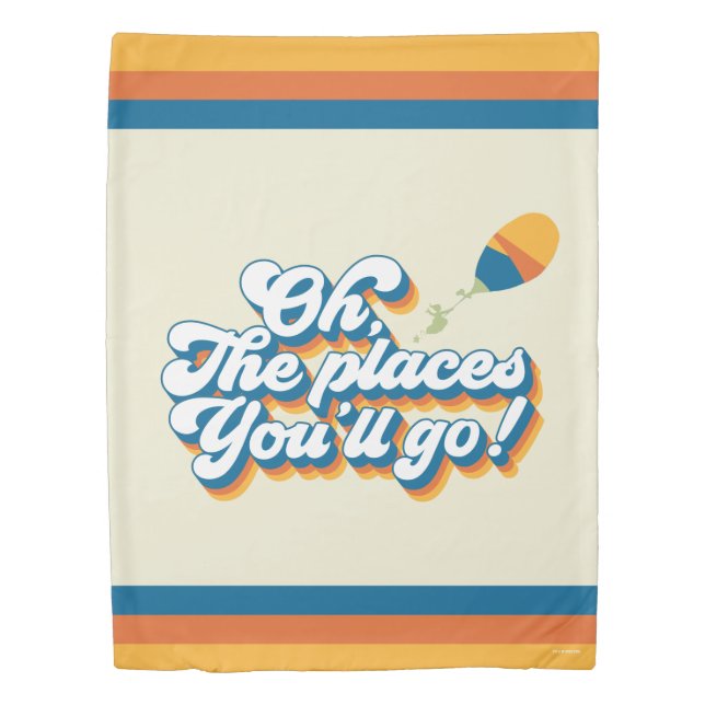 Oh, The Places You'll Go! Quote with Balloon Duvet Cover (Front)