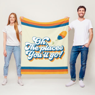 Oh, The Places You'll Go! Quote with Balloon Fleece Blanket