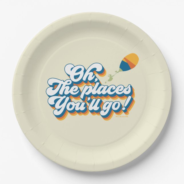 Oh, The Places You'll Go! Quote with Balloon Paper Plates (Front)