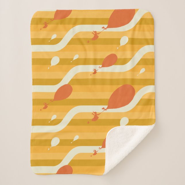 Oh, The Places You'll Go! Retro Balloon Pattern Sherpa Blanket (Front)