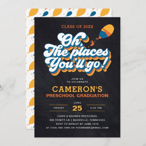 Oh The Places Youll Go Retro Graduation Invitation