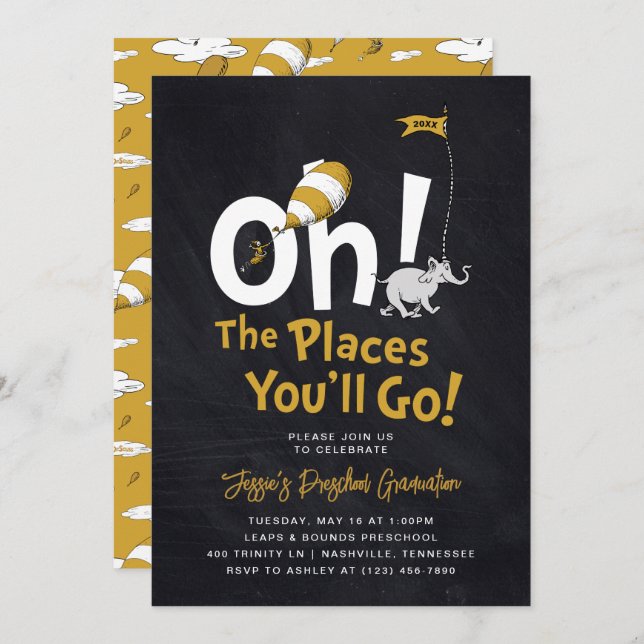 Oh, The Places You'll Go! Retro Graduation Invitation (Front/Back)