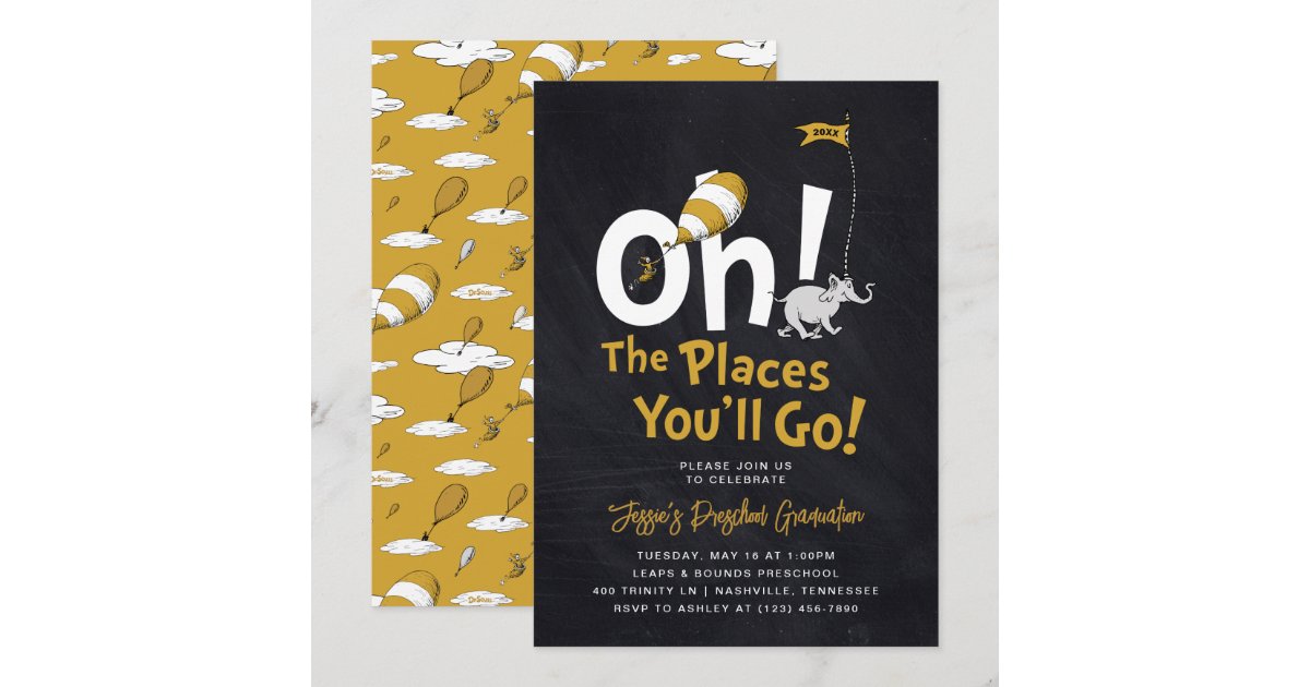 Oh The Places You ll Go Retro Graduation Invitation Zazzle