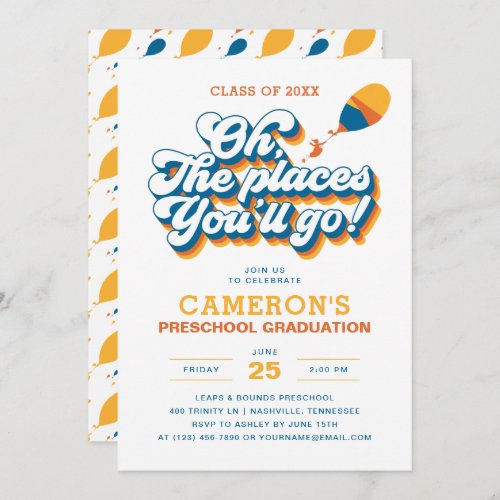 Oh The Places Youll Go Retro Graduation Invitation