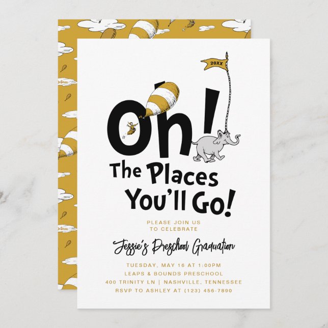 Oh, The Places You'll Go! Retro Graduation Invitation (Front/Back)