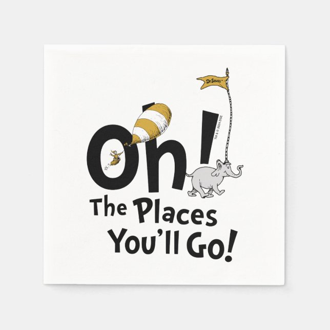 Oh, The Places You'll Go! Retro Graduation Napkins (Front)