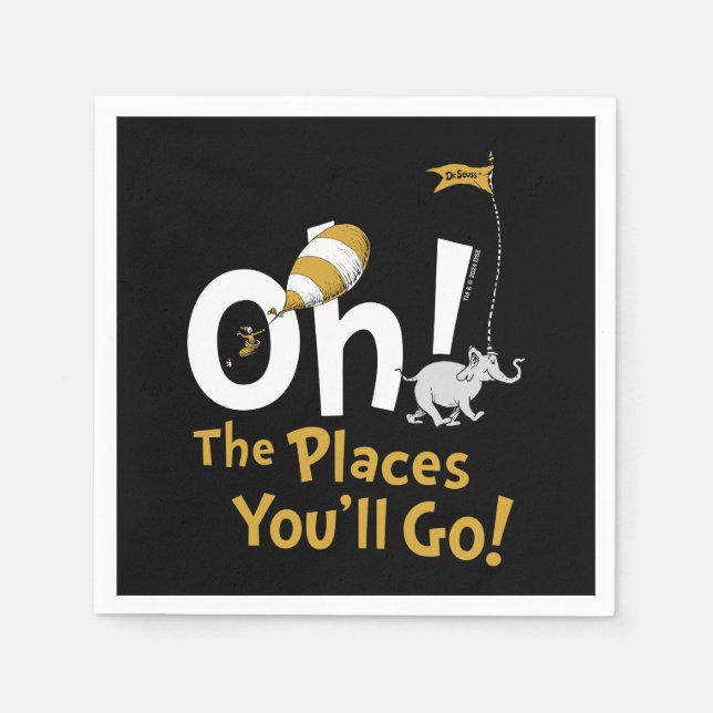 Oh, The Places You'll Go! Retro Graduation Napkins (Front)