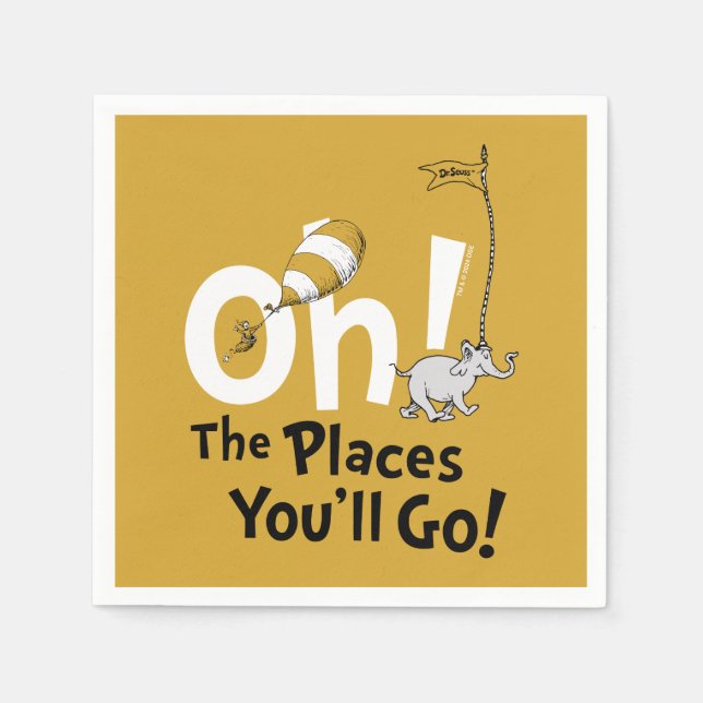 Oh, The Places You'll Go! Retro Graduation Napkins (Front)