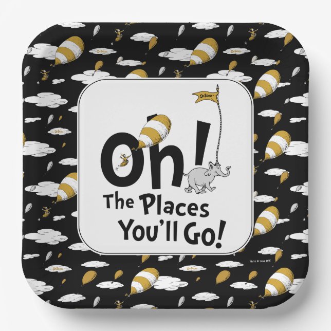 Oh! The Places You'll Go! Retro Graduation Paper Plates (Front)