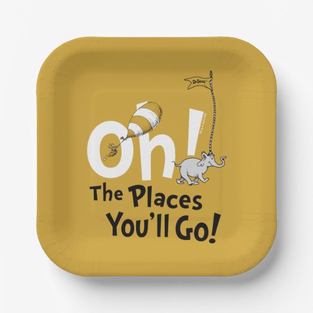 Oh! The Places You'll Go! Retro Graduation Paper Plates (Front)