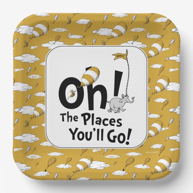 Oh! The Places You'll Go! Retro Graduation Paper Plates (Front)