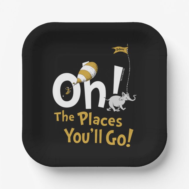 Oh! The Places You'll Go! Retro Graduation Paper Plates (Front)