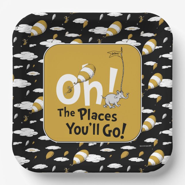 Oh! The Places You'll Go! Retro Graduation Paper Plates (Front)