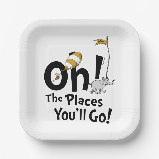 Oh! The Places You'll Go! Retro Graduation Paper Plates (Front)