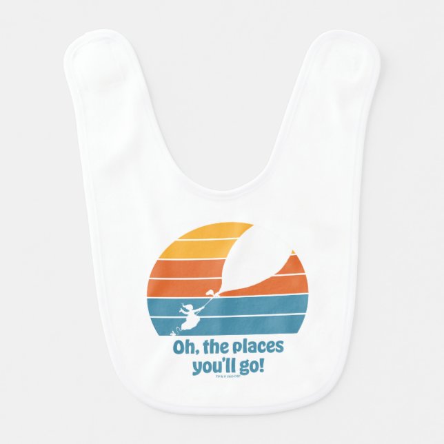 Oh, The Places You'll Go! Retro Sunset Baby Bib (Front)