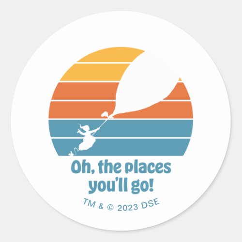 Oh The Places Youll Go Retro Sunset Classic Round Sticker