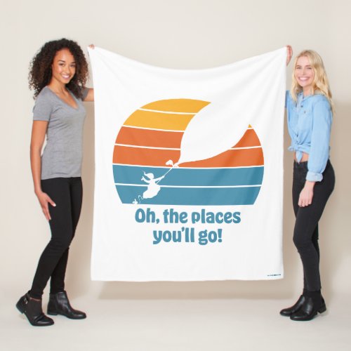 Oh The Places Youll Go Retro Sunset Fleece Blanket