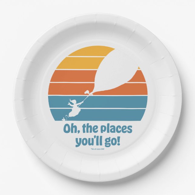 Oh, The Places You'll Go! Retro Sunset Paper Plates (Front)