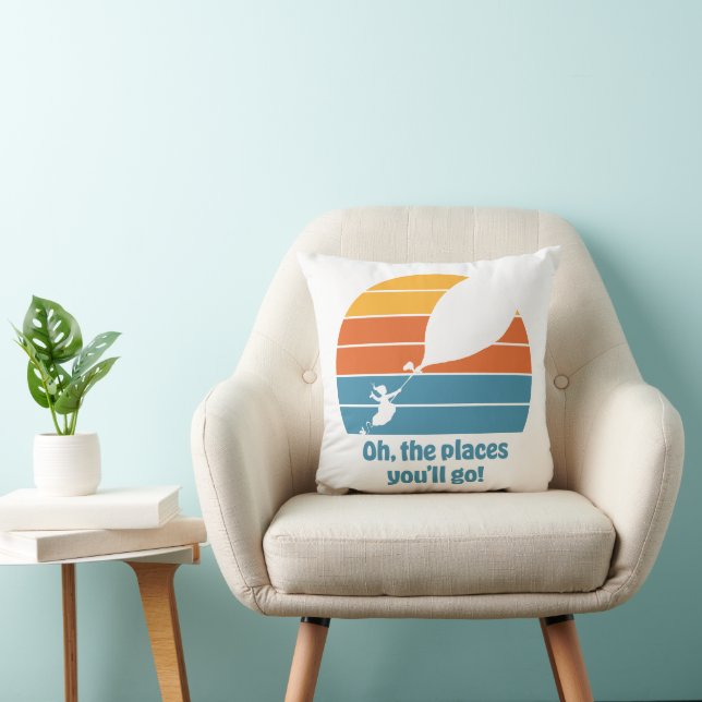 Oh, The Places You'll Go! Retro Sunset Throw Pillow (Chair)