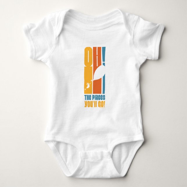 Oh, The Places You'll Go! Tall Retro Typography Baby Bodysuit (Front)