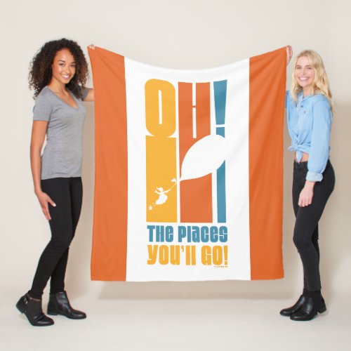 Oh The Places Youll Go Tall Retro Typography Fleece Blanket