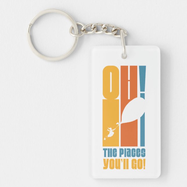 Oh, The Places You'll Go! Tall Retro Typography Keychain (Front)