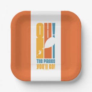 Oh, The Places You'll Go! Tall Retro Typography Paper Plates