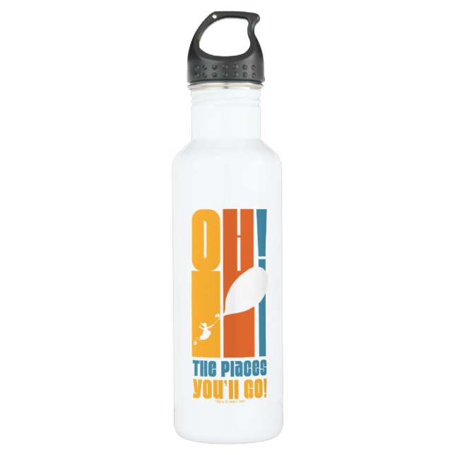 Oh, The Places You'll Go! Tall Retro Typography Stainless Steel Water Bottle (Front)