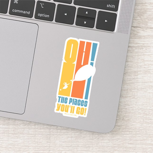 Oh, The Places You'll Go! Tall Retro Typography Sticker (Detail)