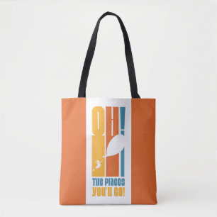 Oh, The Places You'll Go! Tall Retro Typography Tote Bag