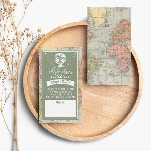 "Oh The Places You'll Go!" Travel Map Baby Shower Enclosure Card