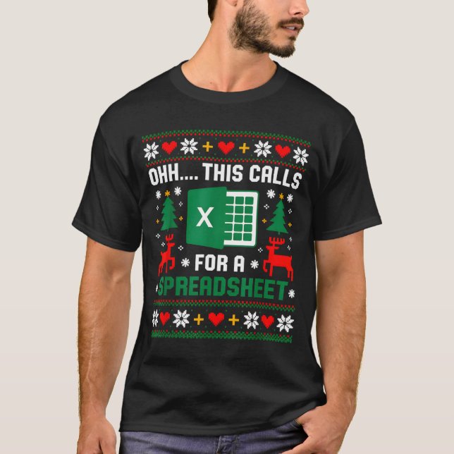 Oh This Calls For A Spreadsheet Christmas Santa Ex T-Shirt (Front)
