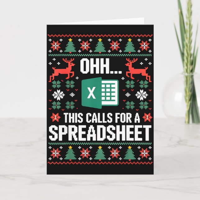 Oh This Calls For A Spreadsheet Christmas Sweater  Card (Front)