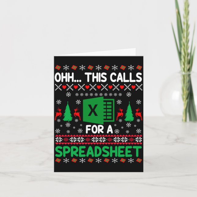 Oh This Calls For A Spreadsheet Christmas Sweater  Card (Front)