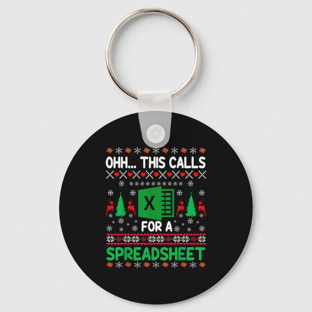 Oh This Calls For A Spreadsheet Christmas Sweater  Keychain (Front)