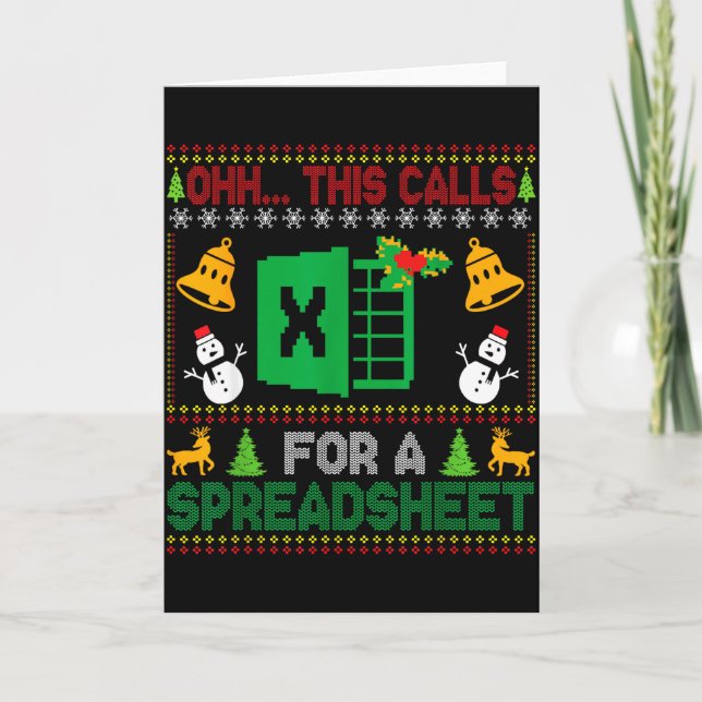 Oh This Calls For A Spreadsheet Funny Ugly Christm Card (Front)