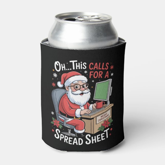 Oh This Calls For A Spreadsheet Santa Christmas Can Cooler (Can Front)