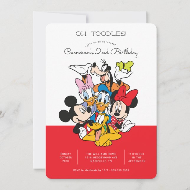 Oh, Toodles | Mickey & Friends Birthday Invitation (Front)