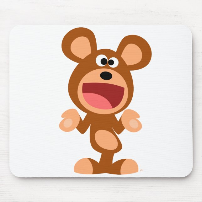 "Oh well..." Shrugging Cartoon Bear Mousepad (Front)