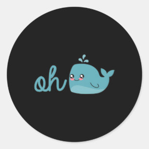 Oh Whale Oh Well Ocean Blue Whale Classic Round Sticker