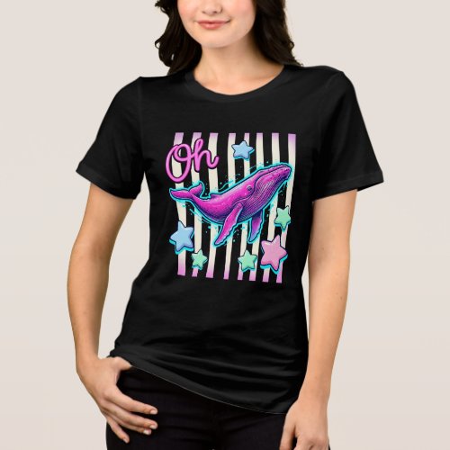 Oh Whale Retro Coastal Graphic Tee with Pink Whale