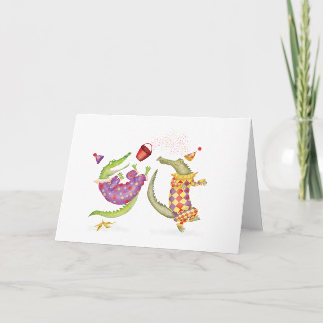 Oh what a circus! crocodile clowns card (Front)