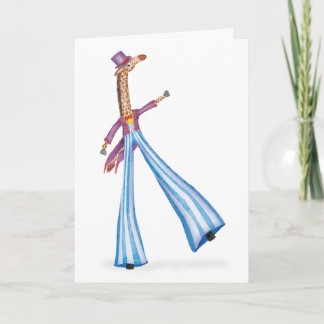 Oh what a circus! giraffe on stilts card