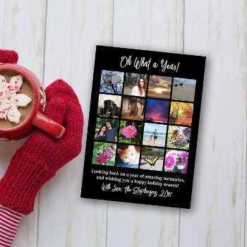 Oh What A Year In Review 16 Photo Picture Collage Card by ChristmasCardShop at Zazzle