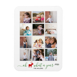 Oh what a year in review photo collage green, red magnet
