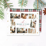 Oh What a Year Modern Family Photo Collage Holiday Card<br><div class="desc">Oh What a Year, Year in Review celestial stars eight photo family collage Christmas card. Perfect for large families with lots of Christmas photos to share. Let your photos shine with this collage card framed in modern stars. Customize with your holiday greeting and photos Backside design features classic green and...</div>