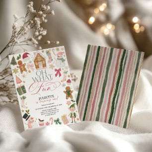 Oh What Fun! 1st Birthday Christmas Festive Invitation