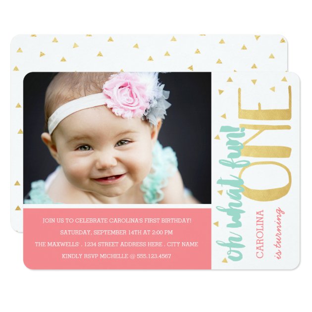 Oh What Fun 1st Birthday Photo Party Invite