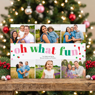 Oh What Fun 6 Photo Collage Christmas Holiday Card