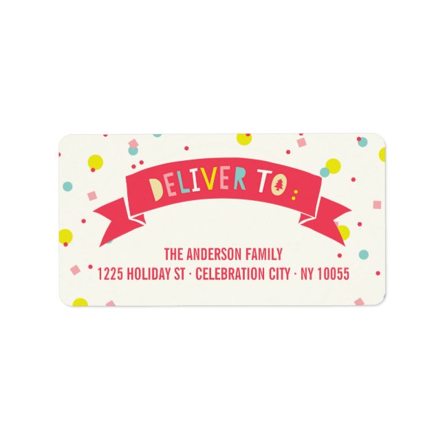 Oh What Fun Banner Confetti Holiday Return Address Label (Front)